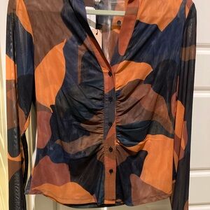 Elegant Abstract Button-Up Blouse